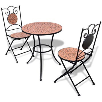 vidaXL 3-delige Bistroset keramische tegel terracotta, Tuin en Terras, Verzenden, Nieuw, Overige materialen, 3 zitplaatsen