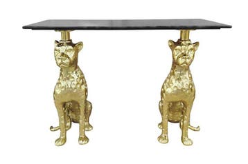 Console PANTHER 105 cm goudkleurig metaal met marmeren blad, Ophalen of Verzenden, Nieuw