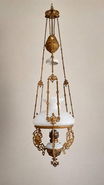 Olielamp - Koper, Aardewerk, Glas, IJzer - Antieke
