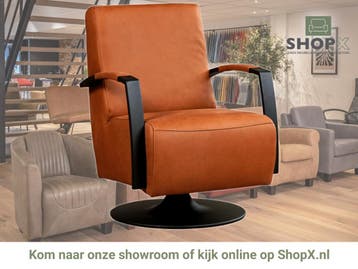 Leren draaifauteuil Mood - Rancho Cognac (cognac) -, Nieuw, Ophalen of Verzenden, 50 tot 75 cm, Industrieel, Modern