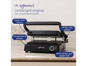 Safecourt CG300 - Contactgrill - PFAS-vrije platen - 2000W -, Verzenden, Nieuw