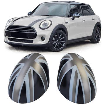 Union Jack Spiegelkappen Zwart Grijs Mini F54 F55 F56 CP174, Auto-onderdelen, Nieuw, Mini
