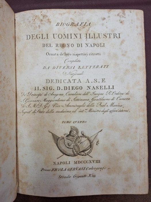 Di diversi letterati - Biografia degli uomini illustri del, Antiek en Kunst, Antiek | Boeken en Bijbels