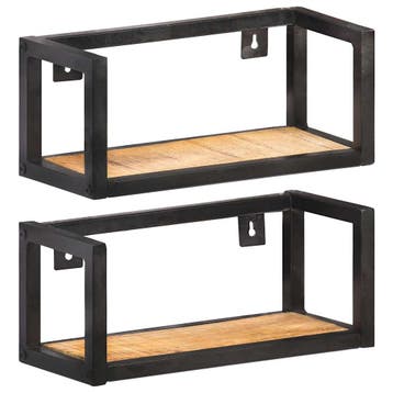 vidaXL Wandschappen 2 st 40 cm ruw mangohout, Huis en Inrichting, Woonaccessoires | Wandplanken en Boekenplanken, Verzenden, Nieuw