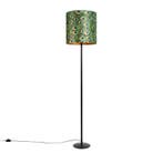 Zwarte vloerlamp met velours kap pauw goud 40 cm - Simplo, Huis en Inrichting, Verzenden, Nieuw, Classic-antique