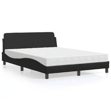vidaXL Bed met matras Dover kunstleer zwart 120x200 cm, Overige materialen, Verzenden, Zwart, Nieuw