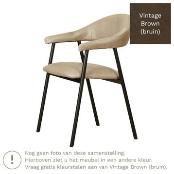 Leren eetkamerstoel met armleuning Line - Vintage Brown, Huis en Inrichting, Ophalen of Verzenden, Nieuw, Bruin, Leer
