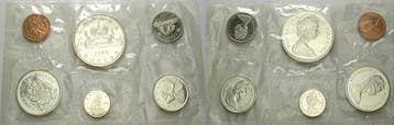Munten set (1+5+10+25+50 Cent + 1 Dollar) 1966 Kanada Eli..., Postzegels en Munten, Verzenden