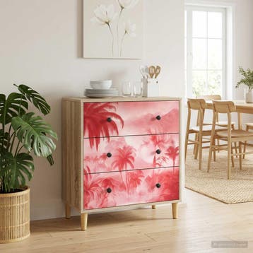 vidaXL Ladekast AACHEN Roze palmbomenprint 66 x 36,5 x 75 cm, Verzenden, Nieuw