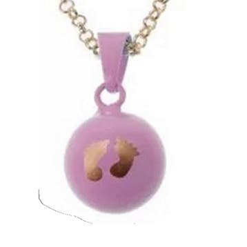 Lila Chime Zwangerschapsketting Babybel Ketting Voetjes Roze, Verzenden, Nieuw