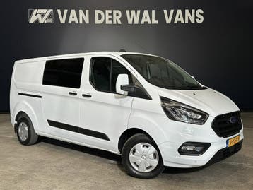 Ford Transit Custom 2.0 TDCI 131pk L2H1 Dubbele Cabine Euro6, Stof, Gebruikt, Wit, Dealer onderhouden