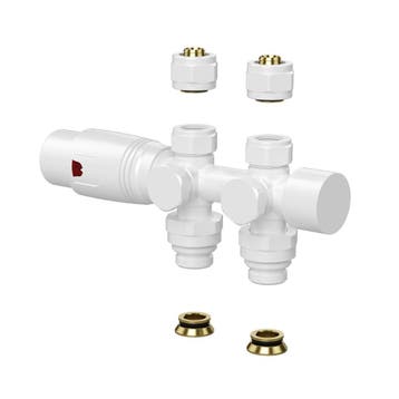 Belrad thermostatisch onderblok wit recht/haaks radiator set, Verzenden, Nieuw, Thermostaat