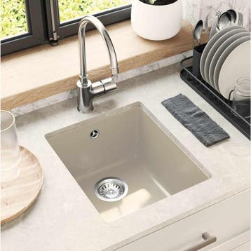 vidaXL Wasbak 80% Kwarts en 20% Hars 370 x 460 mm Beige, Verzenden, Nieuw