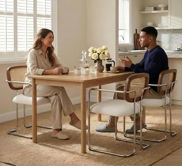 Eetkamerstoelen - Set van 2 - Met armleuning - Wit, Verzenden, Zo goed als nieuw