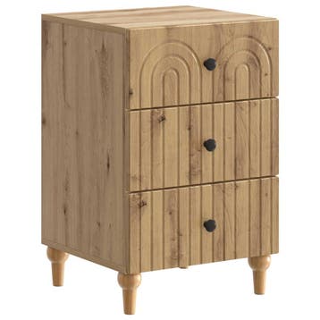 vidaXL Nachtkastje Artisanaal eiken 43x 41 x 66,5 cm Bewerkt, Minder dan 45 cm, Verzenden, Nieuw, 55 tot 70 cm