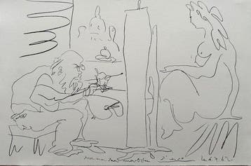 Pablo Picasso (1881-1973) - Le peintre et son modéle 1962