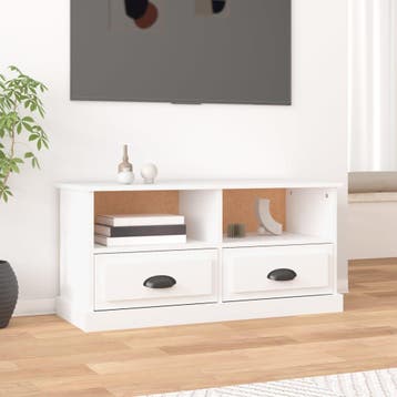vidaXL Tv-meubel 93x35,5x45 cm bewerkt hout wit, Huis en Inrichting, Minder dan 50 cm, Verzenden, Nieuw, Minder dan 100 cm