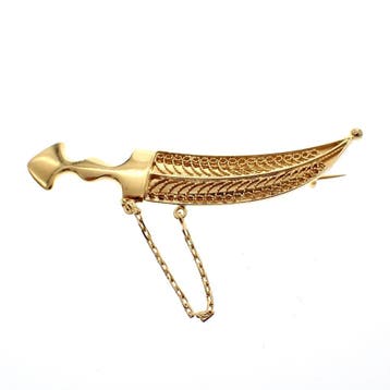 Gouden broche van een Arabische dolk, Ophalen of Verzenden, Gebruikt, Overige kleuren, Goud