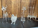 Figuur - Set van vier glazen dierfiguren (4) - Kristal