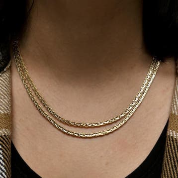 Gouden vossenstaart schakelcollier (Ketting), Ophalen of Verzenden, Gebruikt, Goud, Goud