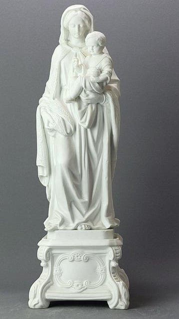 Beeld, Antique Madonna and Child – Large White Porcelain