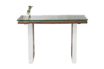 Massieve console BARRACUDA 120cm teak met stalen sledepoten-, Huis en Inrichting, Tafels | Sidetables, Ophalen of Verzenden, Nieuw