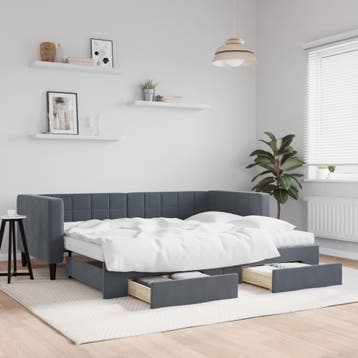 vidaXL Slaapbank onderschuifbed en lades 90x190 cm fluweel, 90 cm, Eenpersoons, Verzenden, Nieuw