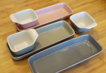 Fairtrade Dip set Lampang van roze keramiek, Nieuw
