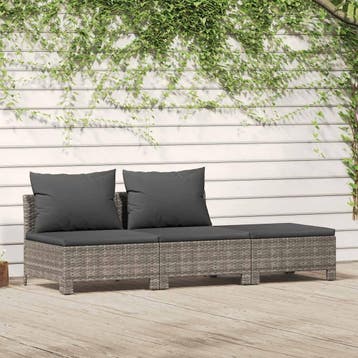vidaXL 3-delige tuinloungeset met kussens grijs poly rattan, Verzenden, Nieuw, Loungeset
