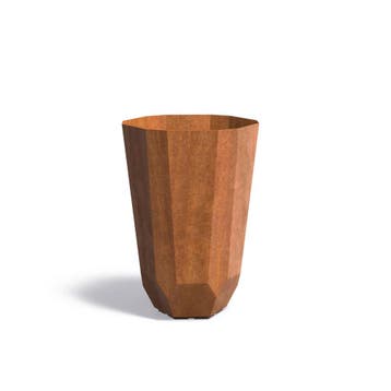 Cortenstaal bloempot Facet Ø65x100cm - Met bodem, Rond, Nieuw, Metaal, 60 tot 100 cm
