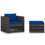vidaXL 2-delige Loungeset met kussens grijs geïmpregneerd, 2 zitplaatsen, Verzenden, Nieuw, Loungeset
