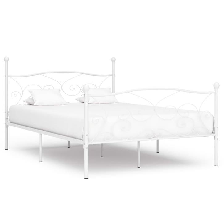 vidaXL Bedframe met lattenbodem metaal wit 140x200 cm, Huis en Inrichting, Slaapkamer | Bedden, 140 cm, 200 cm, Wit, Tweepersoons
