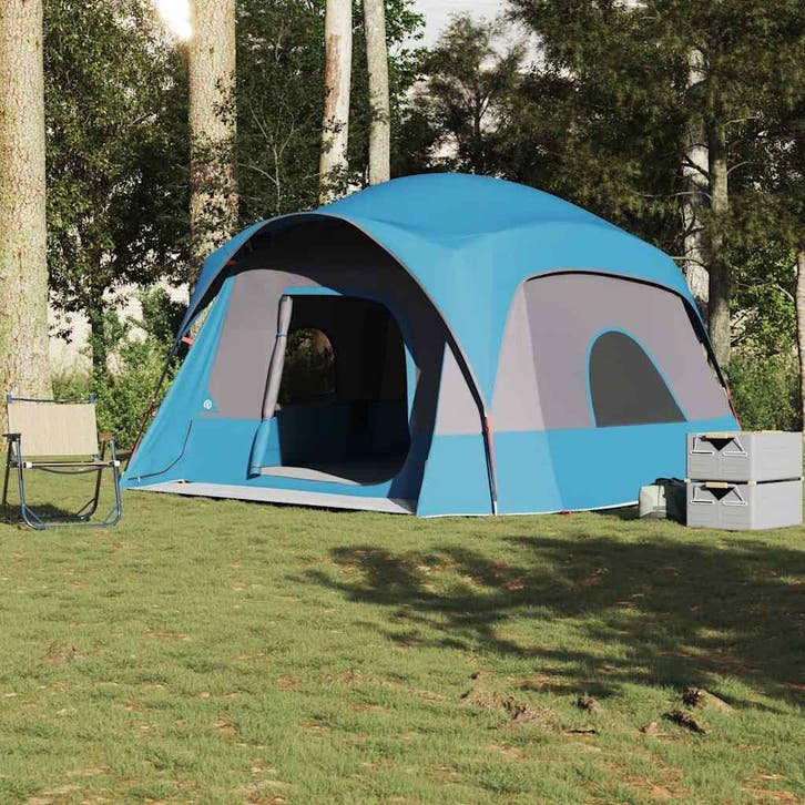 vidaXL Gezinstent 6-persoons waterdicht blauw, Caravans en Kamperen, Tenten, Nieuw, tot en met 2, Verzenden