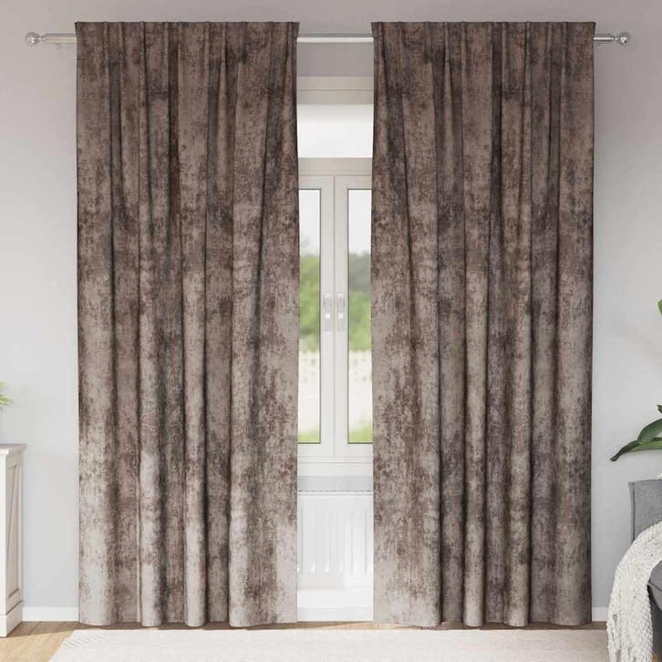 vidaXL Velvet Gordijnen 2 pcs Cappuccino 245 x 140 cm, Huis en Inrichting, Stoffering | Gordijnen en Lamellen, Bruin, Nieuw, Verzenden