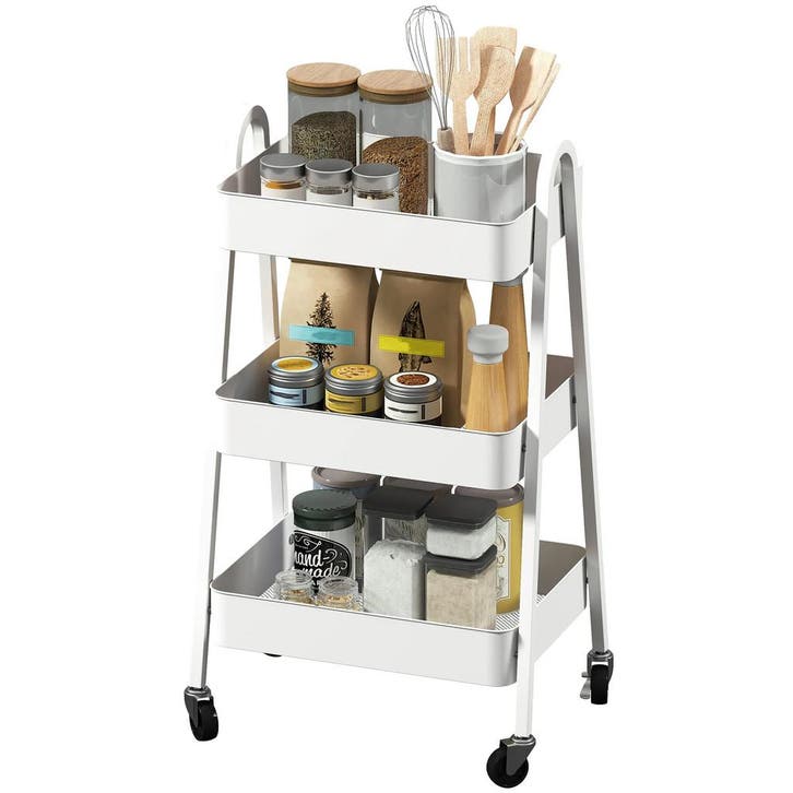 TRUUSK Serveerwagen 3 Niveaus - Keukenwagen Met Wielen en Re, Huis en Inrichting, Keuken | Keukenelementen, Nieuw, Verzenden