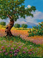 Antonino Cammarata (1962) - Lalbero della primavera con, Antiek en Kunst