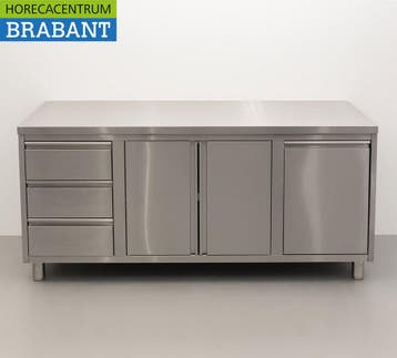 HCB RVS Werkkast Kast Werktafel 2 klapdeuren en 3 laden en, Ophalen of Verzenden, Nieuw in verpakking