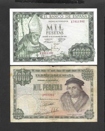 Spanje. 2 x 1000 Pesetas - Various Dates (Zonder
