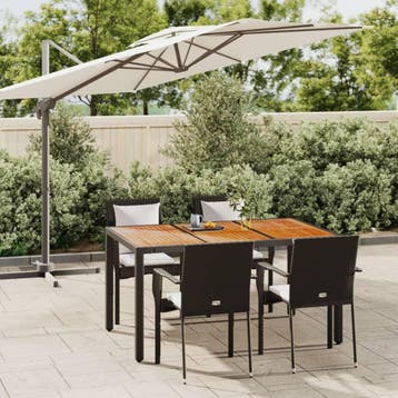 vidaXL 5-delige Tuinset met kussens poly rattan zwart, Verzenden, Nieuw, 4 zitplaatsen, Tuinset