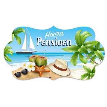 Feestbord Hoera Pensioen, Ophalen of Verzenden, Nieuw