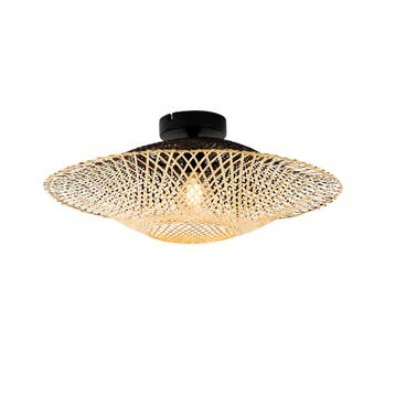 Oosterse buiten plafondlamp bamboe 50 cm IP44 - Rina, Verzenden, Nieuw
