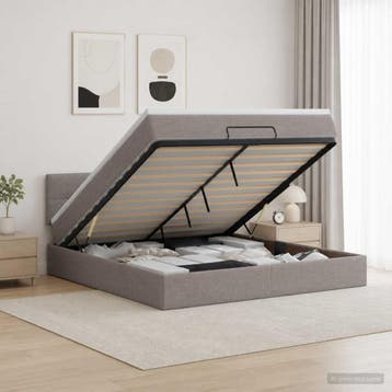 vidaXL Ottoman bed met matras met hoofdeinde Taupe 140 x 190, Verzenden, Nieuw, Tweepersoons