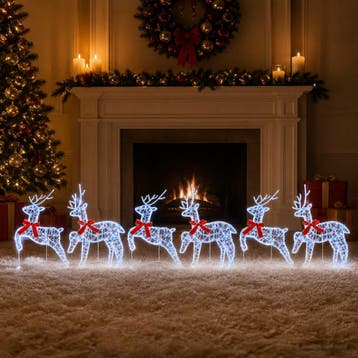 vidaXL Kerst Rendier 6 st 80 LEDs Blauw 43 x 19 x 65 cm, Diversen, Verzenden, Nieuw