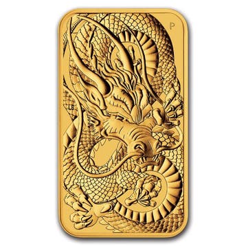Gouden Rectangle dragon 1 oz 2021 muntbaar, Verzenden, Losse munt, Goud