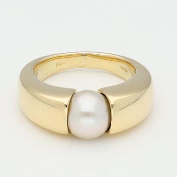 Ring - 18 karaat Geel goud Parel, Nieuw