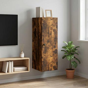 vidaXL Wandkast Gerookt eiken 33 x 34,5 x 90 cm Bewerkt hout, Huis en Inrichting, Kasten | Overige, Verzenden, Nieuw