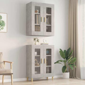 vidaXL Bovenkast 69,5x34x90 cm betongrijs, Minder dan 50 cm, Verzenden, Nieuw, Minder dan 100 cm