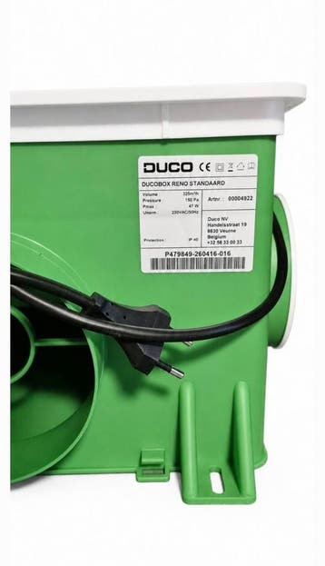 DucoBox Reno 325 m³/h - incl.vochtsensor - Euro stekker, Doe-het-zelf en Verbouw, Ophalen of Verzenden, Nieuw, Afzuiger