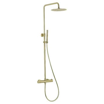 Opbouw regendouche 25cm hoofddouche thermostatisch mat goud, Verzenden, Nieuw