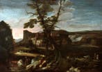 Ambito di Pietro Montanini (1626–1689) - Paesaggio pastorale, Antiek en Kunst